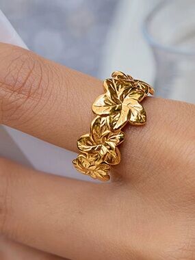 18K Gold Plated Adjustable Flower Ring